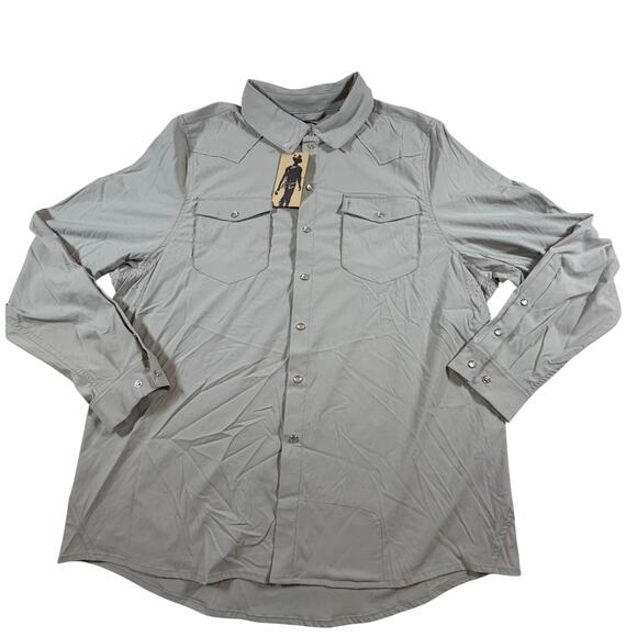 NWT The Good Sir Pedigree Pearlsnap Ripstop Vented Fishing Shirt Gray Men’s Sz L - Picture 1 of 6